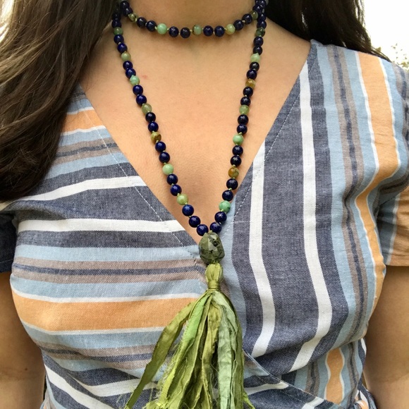 Handmade 108 Bead Wisdom Mala Necklace - Picture 2 of 10